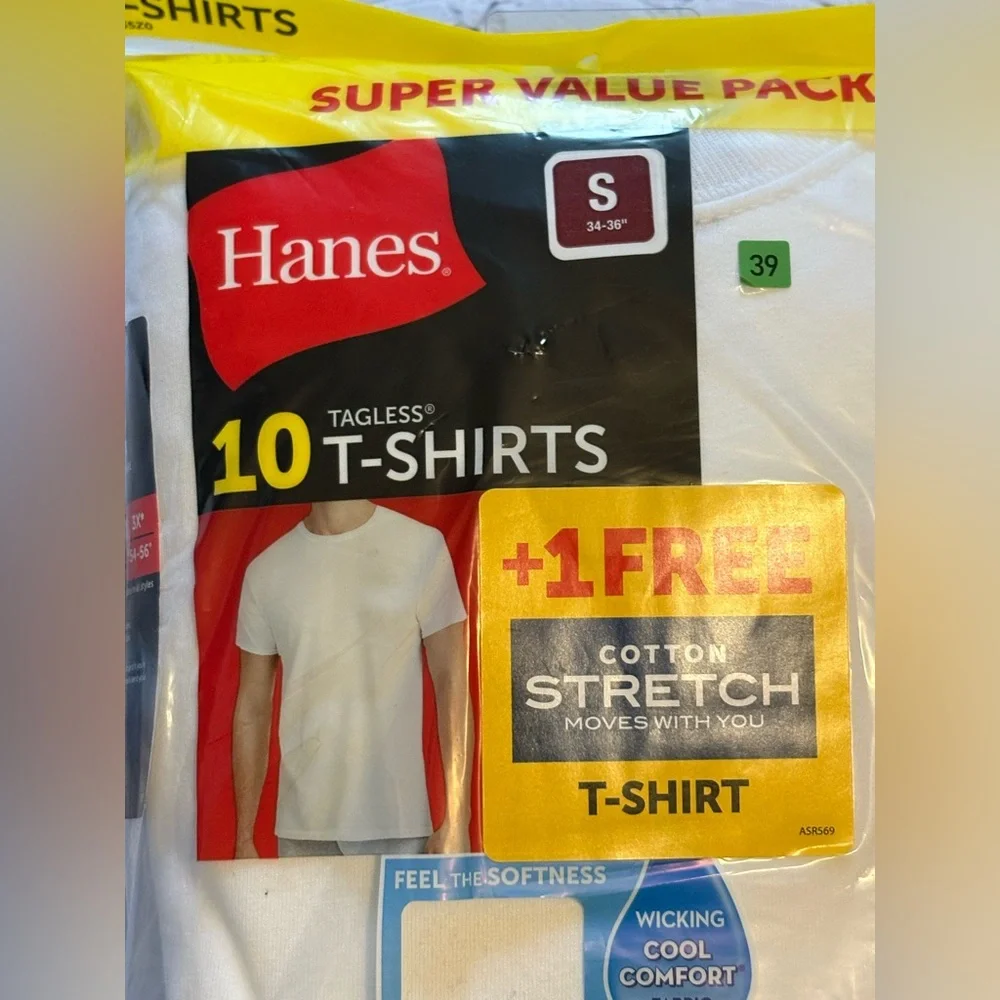 Hanes White T-Shirts Super Value Pack Small - Picture 2 of 3
